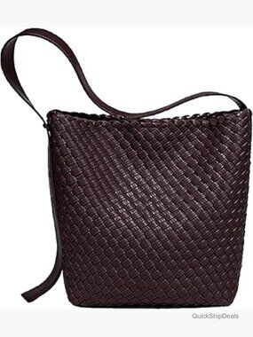 Woven Vegan Leather Tote Bag with Adjustable Strap